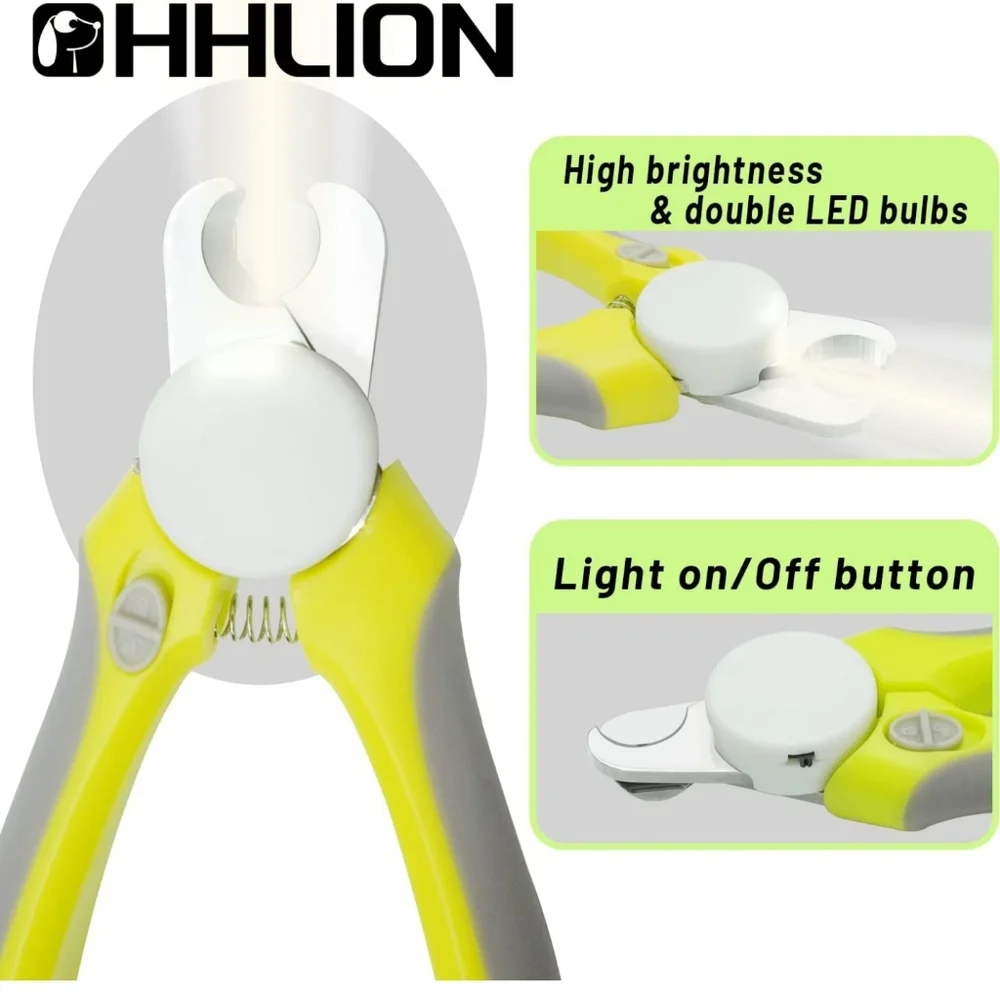 OHHLION Dog & Cat Nail Clippers and Trimmers, with LED Lights and Safety Guards